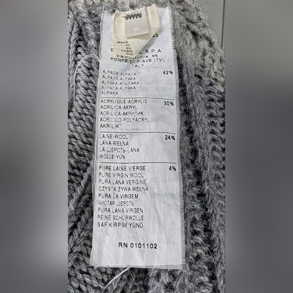 STEFANEL Alpaca Wool Blend Gray Colorblock Hi-Lo Cardigan Sweater Size Small EUC - Picture 4 of 4